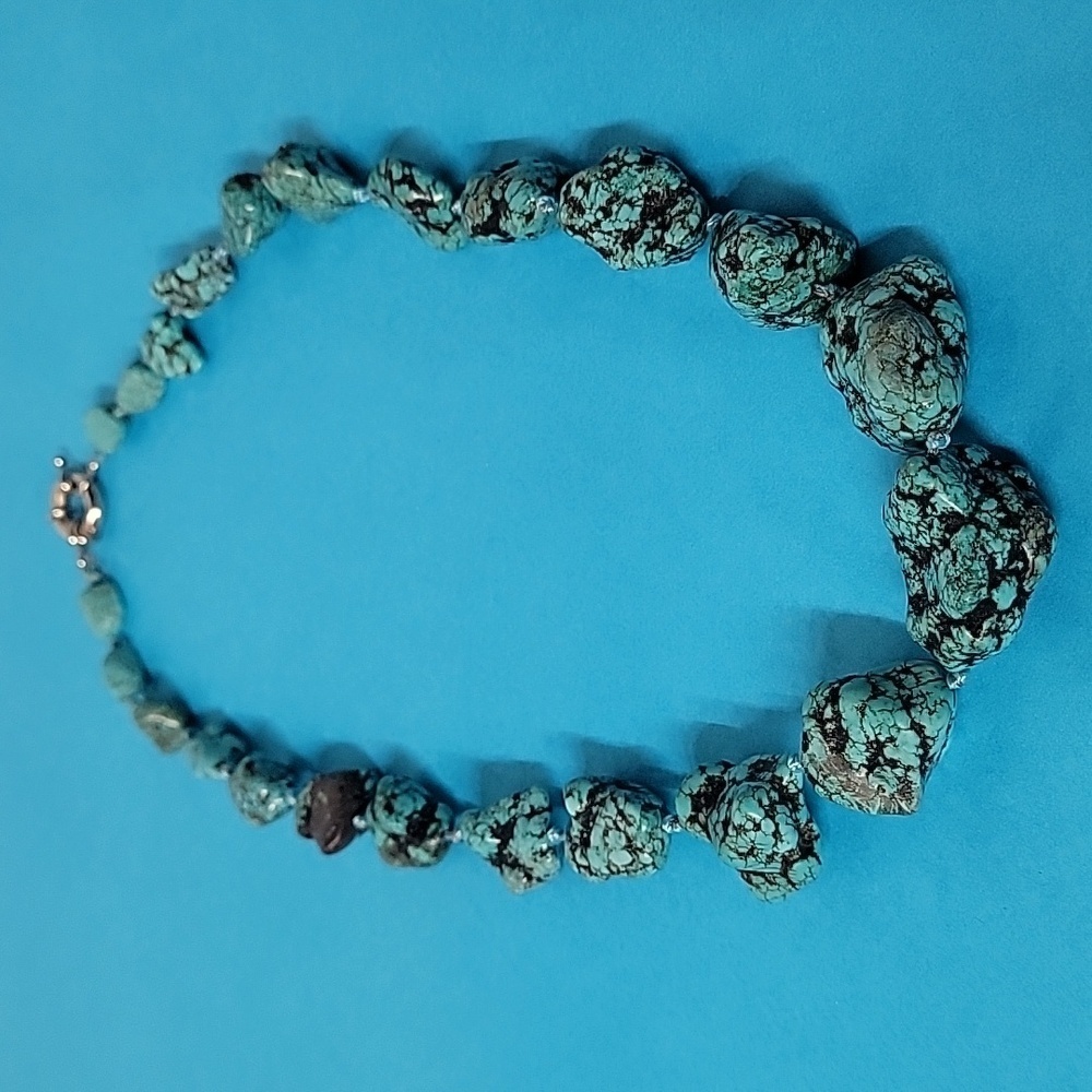 Southwestern Graduated Knotted Chunky Turquoise Necklace